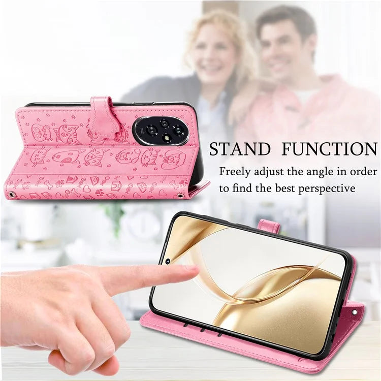 For Honor 200 5G Case Wallet Stand Leather Phone Cover Cute Cat Dog Pattern