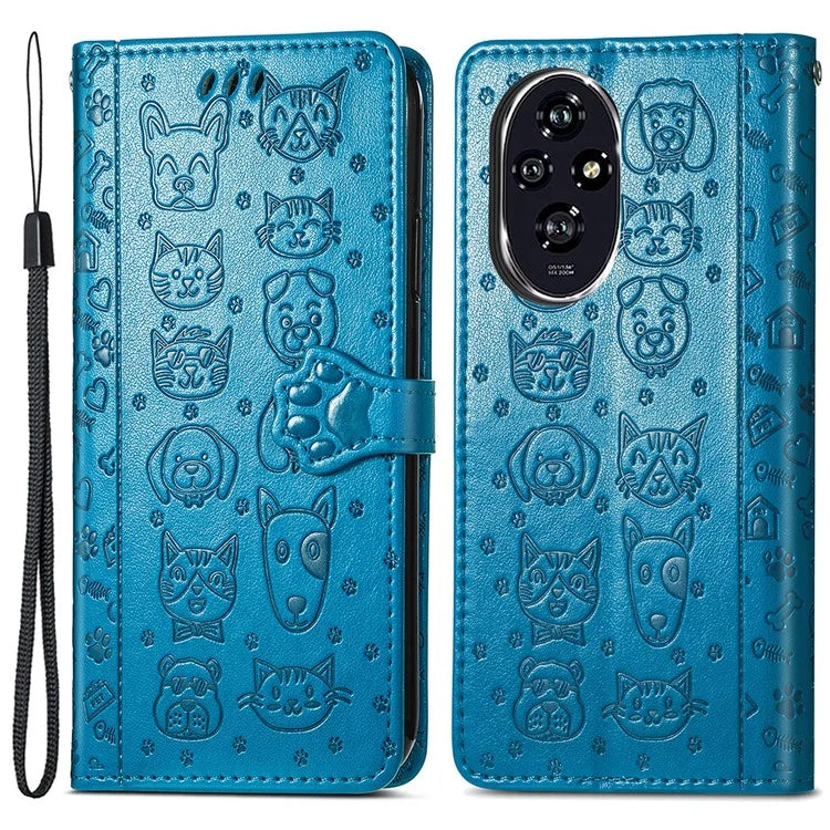 For Honor 200 5G Case Wallet Stand Leather Phone Cover Cute Cat Dog Pattern