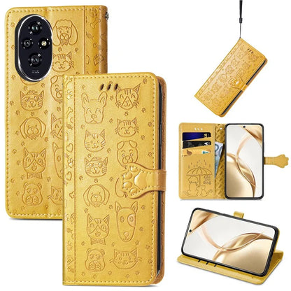 For Honor 200 5G Case Wallet Stand Leather Phone Cover Cute Cat Dog Pattern