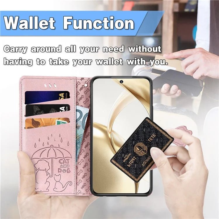 For Honor 200 5G Case Wallet Stand Leather Phone Cover Cute Cat Dog Pattern