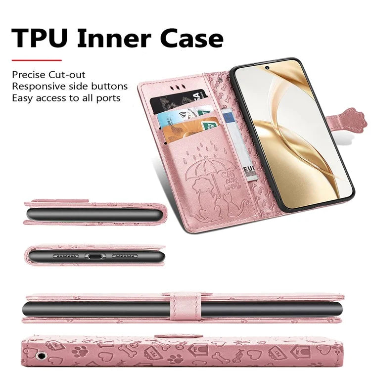 For Honor 200 5G Case Wallet Stand Leather Phone Cover Cute Cat Dog Pattern