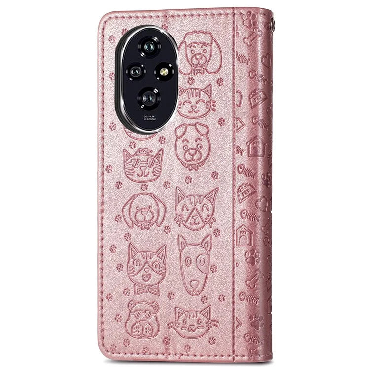 For Honor 200 5G Case Wallet Stand Leather Phone Cover Cute Cat Dog Pattern