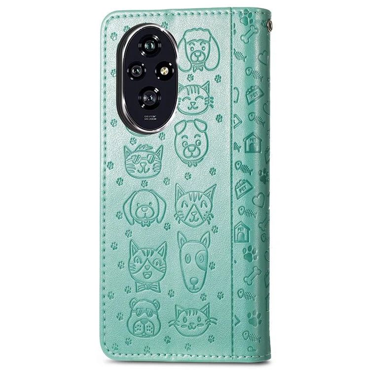 For Honor 200 5G Case Wallet Stand Leather Phone Cover Cute Cat Dog Pattern