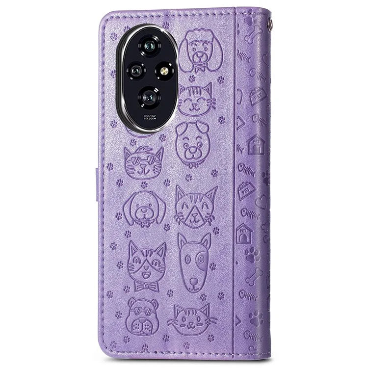 For Honor 200 5G Case Wallet Stand Leather Phone Cover Cute Cat Dog Pattern