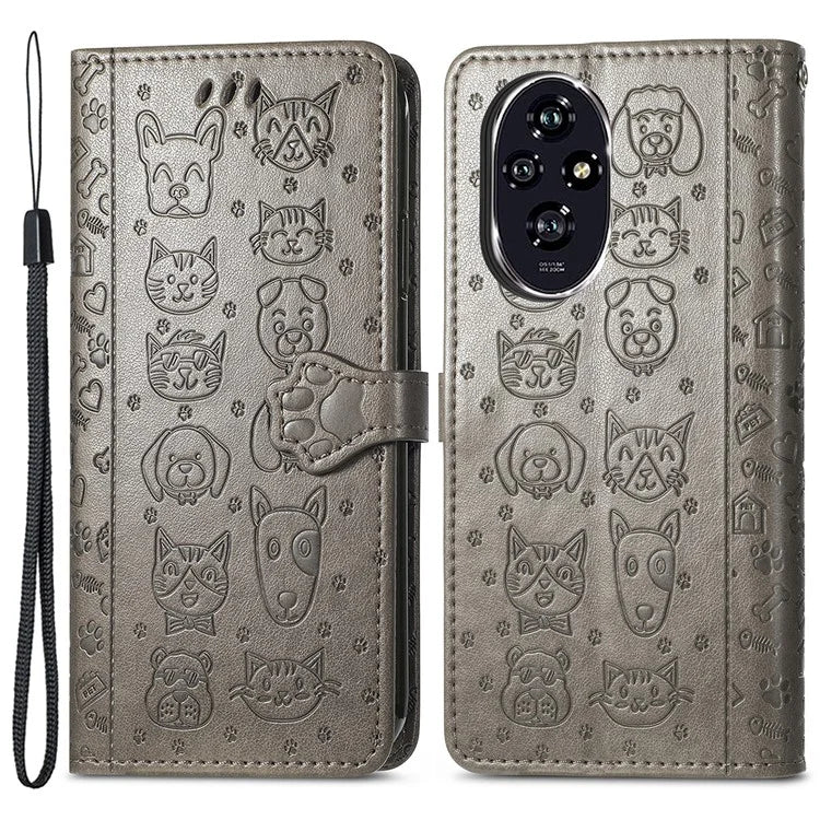 For Honor 200 5G Case Wallet Stand Leather Phone Cover Cute Cat Dog Pattern