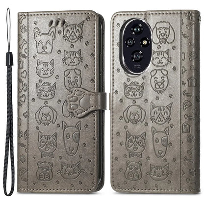 For Honor 200 5G Case Wallet Stand Leather Phone Cover Cute Cat Dog Pattern