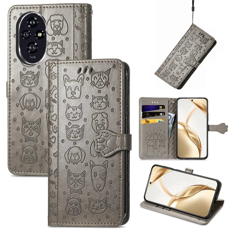 For Honor 200 5G Case Wallet Stand Leather Phone Cover Cute Cat Dog Pattern