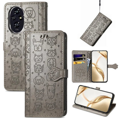For Honor 200 5G Case Wallet Stand Leather Phone Cover Cute Cat Dog Pattern