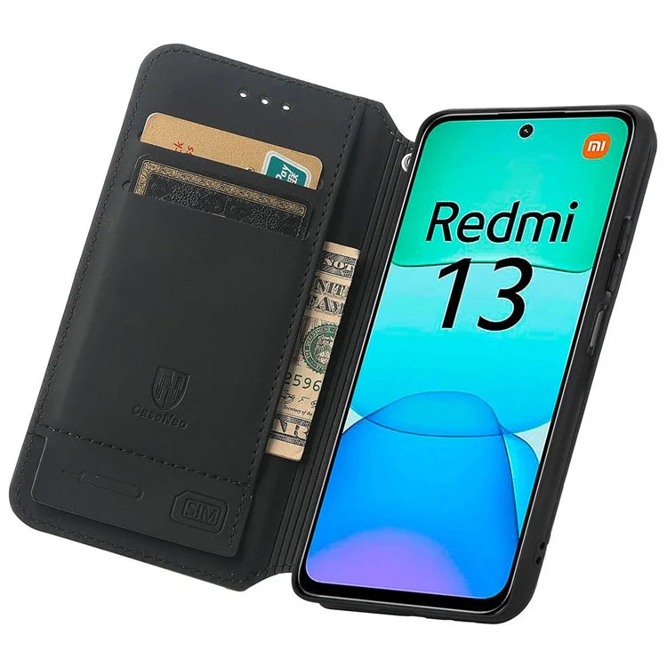 CASENEO 001 Series for Xiaomi Redmi 13 5G / 13 4G Case Folio Leather Phone Cover RFID Blocking