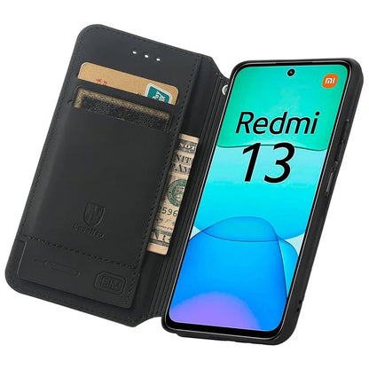 CASENEO 001 Series for Xiaomi Redmi 13 5G / 13 4G Case Folio Leather Phone Cover RFID Blocking