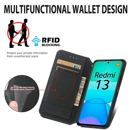 CASENEO 001 Series for Xiaomi Redmi 13 5G / 13 4G Case Folio Leather Phone Cover RFID Blocking