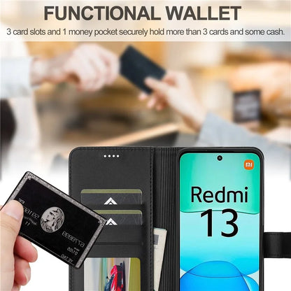 LC.IMEEKE For Xiaomi Redmi 13 5G / 13 4G Case Wallet Calf Texture Leather Phone Cover