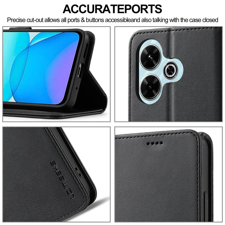 LC.IMEEKE For Xiaomi Redmi 13 5G / 13 4G Case Wallet Calf Texture Leather Phone Cover