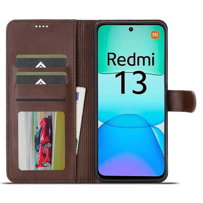 LC.IMEEKE For Xiaomi Redmi 13 5G / 13 4G Case Wallet Calf Texture Leather Phone Cover