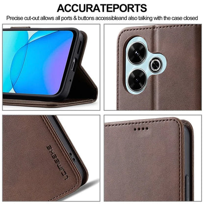 LC.IMEEKE For Xiaomi Redmi 13 5G / 13 4G Case Wallet Calf Texture Leather Phone Cover