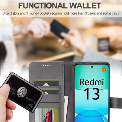 LC.IMEEKE For Xiaomi Redmi 13 5G / 13 4G Case Wallet Calf Texture Leather Phone Cover