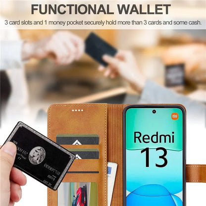 LC.IMEEKE For Xiaomi Redmi 13 5G / 13 4G Case Wallet Calf Texture Leather Phone Cover