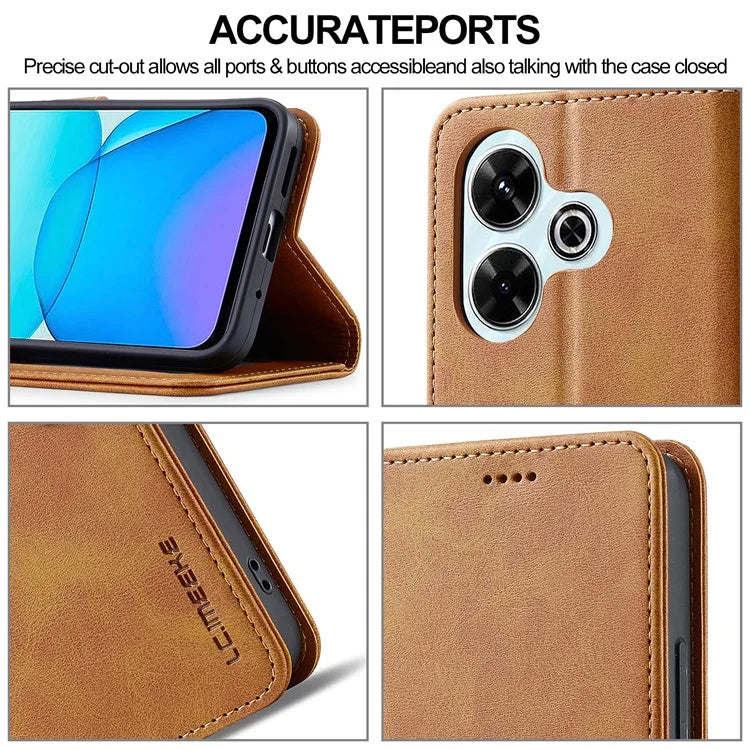 LC.IMEEKE For Xiaomi Redmi 13 5G / 13 4G Case Wallet Calf Texture Leather Phone Cover