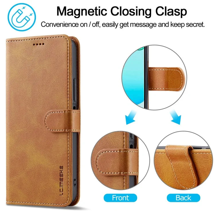 LC.IMEEKE For Xiaomi Redmi 13 5G / 13 4G Case Wallet Calf Texture Leather Phone Cover