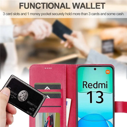 LC.IMEEKE For Xiaomi Redmi 13 5G / 13 4G Case Wallet Calf Texture Leather Phone Cover