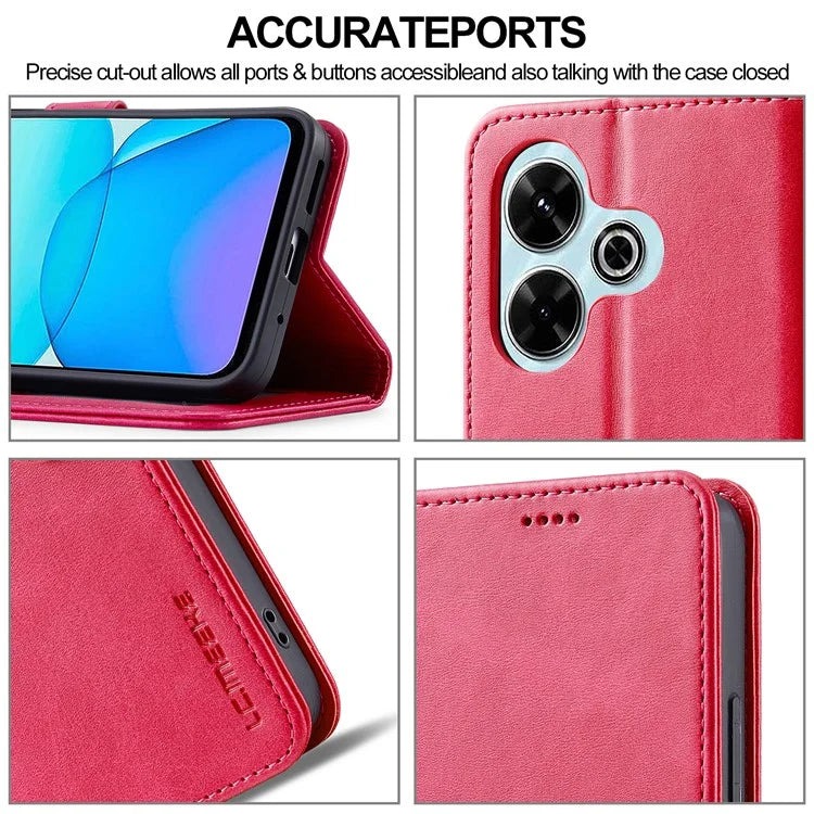 LC.IMEEKE For Xiaomi Redmi 13 5G / 13 4G Case Wallet Calf Texture Leather Phone Cover