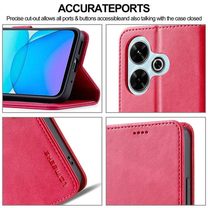 LC.IMEEKE For Xiaomi Redmi 13 5G / 13 4G Case Wallet Calf Texture Leather Phone Cover
