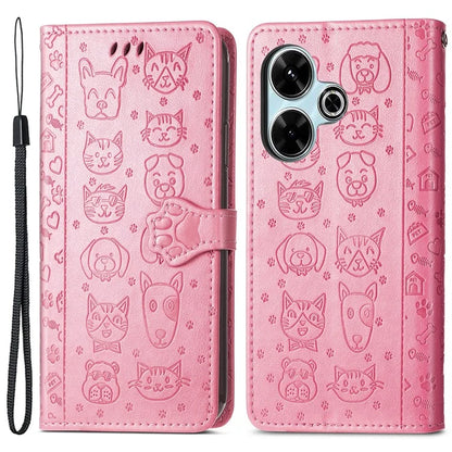 For Xiaomi Redmi 13 5G / 13 4G Case Cat Dog Imprint Leather Flip Phone Cover