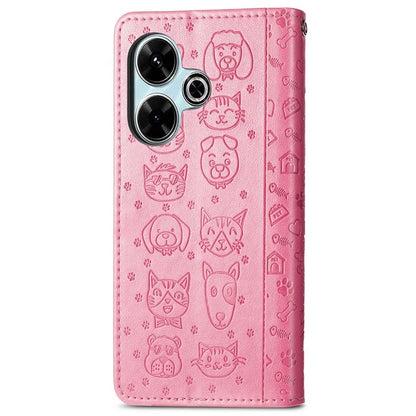 For Xiaomi Redmi 13 5G / 13 4G Case Cat Dog Imprint Leather Flip Phone Cover