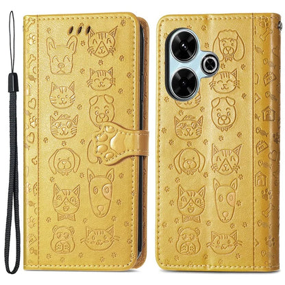 For Xiaomi Redmi 13 5G / 13 4G Case Cat Dog Imprint Leather Flip Phone Cover