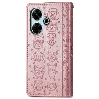 For Xiaomi Redmi 13 5G / 13 4G Case Cat Dog Imprint Leather Flip Phone Cover