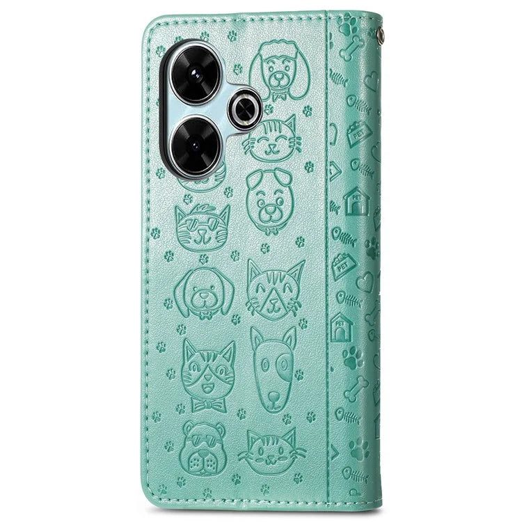 For Xiaomi Redmi 13 5G / 13 4G Case Cat Dog Imprint Leather Flip Phone Cover