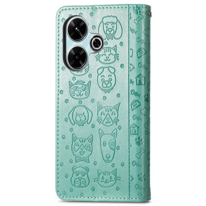 For Xiaomi Redmi 13 5G / 13 4G Case Cat Dog Imprint Leather Flip Phone Cover