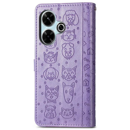 For Xiaomi Redmi 13 5G / 13 4G Case Cat Dog Imprint Leather Flip Phone Cover