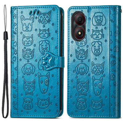 For ZTE Blade A34 Case PU Leather Wallet Phone Cover Cat Dog Pattern