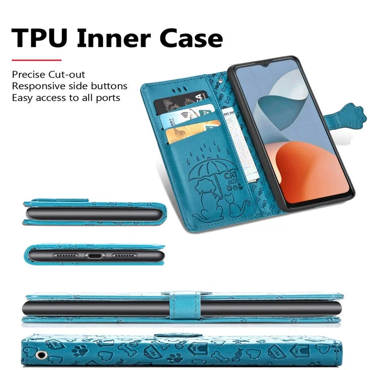 For ZTE Blade A34 Case PU Leather Wallet Phone Cover Cat Dog Pattern