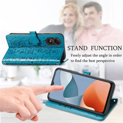 For ZTE Blade A34 Case PU Leather Wallet Phone Cover Cat Dog Pattern