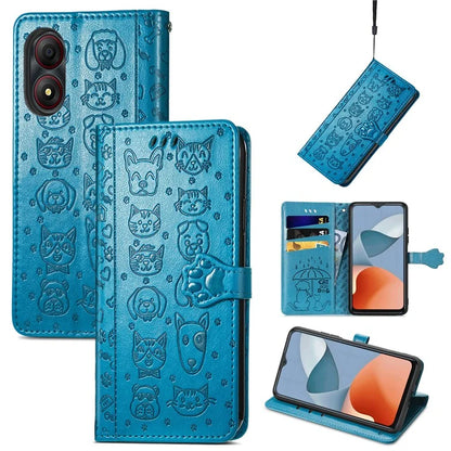 For ZTE Blade A34 Case PU Leather Wallet Phone Cover Cat Dog Pattern