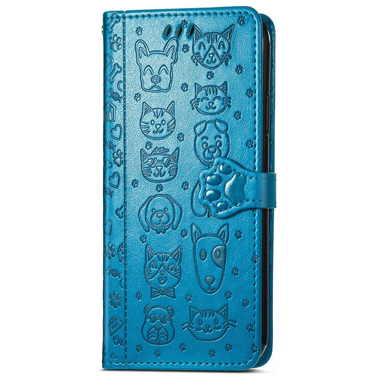 For ZTE Blade A34 Case PU Leather Wallet Phone Cover Cat Dog Pattern