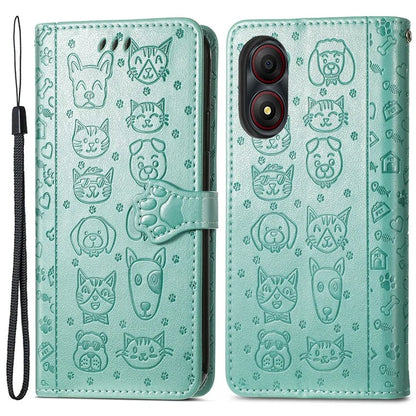 For ZTE Blade A34 Case PU Leather Wallet Phone Cover Cat Dog Pattern