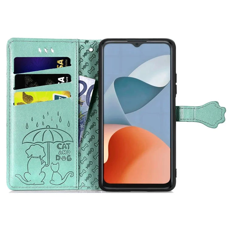 For ZTE Blade A34 Case PU Leather Wallet Phone Cover Cat Dog Pattern