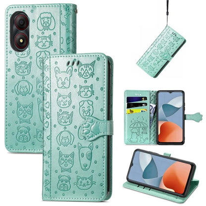 For ZTE Blade A34 Case PU Leather Wallet Phone Cover Cat Dog Pattern
