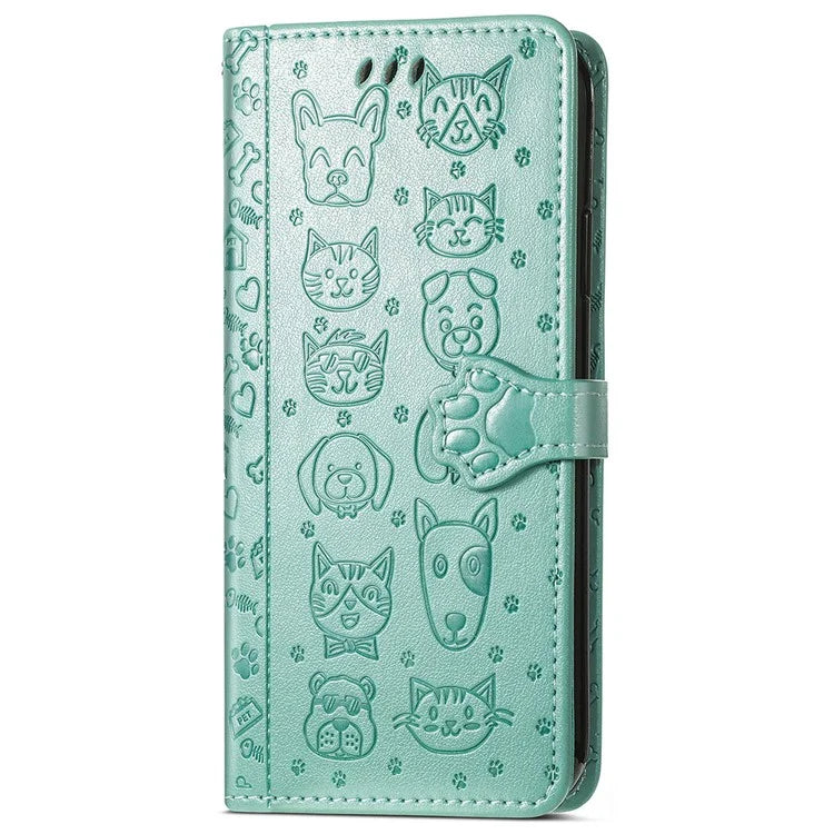 For ZTE Blade A34 Case PU Leather Wallet Phone Cover Cat Dog Pattern