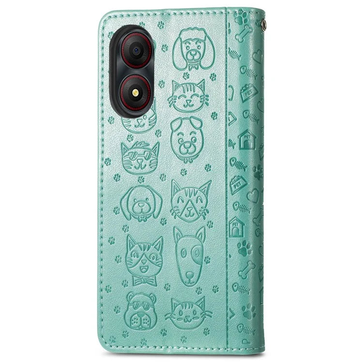 For ZTE Blade A34 Case PU Leather Wallet Phone Cover Cat Dog Pattern