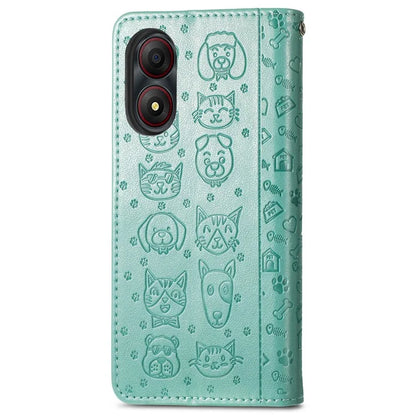 For ZTE Blade A34 Case PU Leather Wallet Phone Cover Cat Dog Pattern