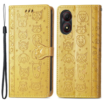 For ZTE Blade A34 Case PU Leather Wallet Phone Cover Cat Dog Pattern