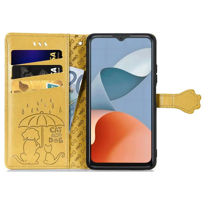 For ZTE Blade A34 Case PU Leather Wallet Phone Cover Cat Dog Pattern