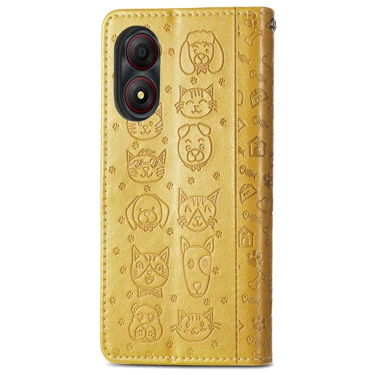 For ZTE Blade A34 Case PU Leather Wallet Phone Cover Cat Dog Pattern