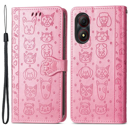 For ZTE Blade A34 Case PU Leather Wallet Phone Cover Cat Dog Pattern