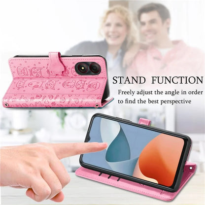 For ZTE Blade A34 Case PU Leather Wallet Phone Cover Cat Dog Pattern