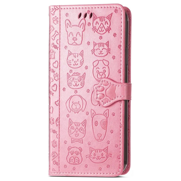 For ZTE Blade A34 Case PU Leather Wallet Phone Cover Cat Dog Pattern